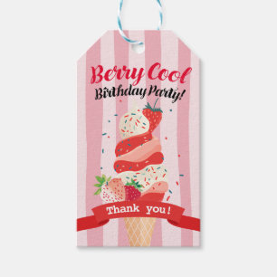 Berry Cool Strawberry Ice Cream Birthday Gift Tags