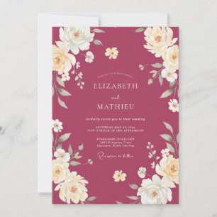 Berry Cream Peony Wedding Invitation
