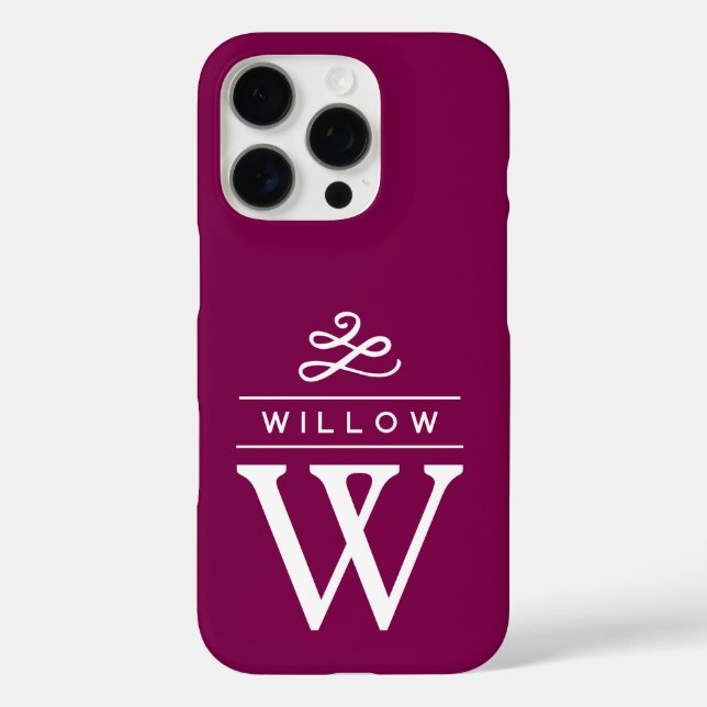 Berry Custom Monogram Elegant Minimalist Case-Mate iPhone Case (Back)