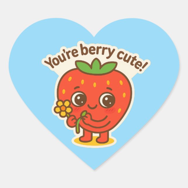 Berry cute Button Heart Sticker (Front)