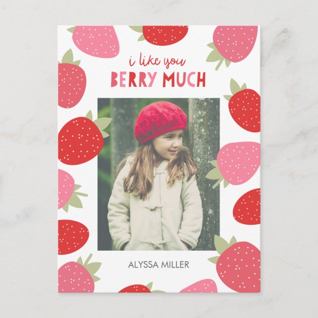 Berry Cute Classroom Valentine Holiday Postcard (Front)