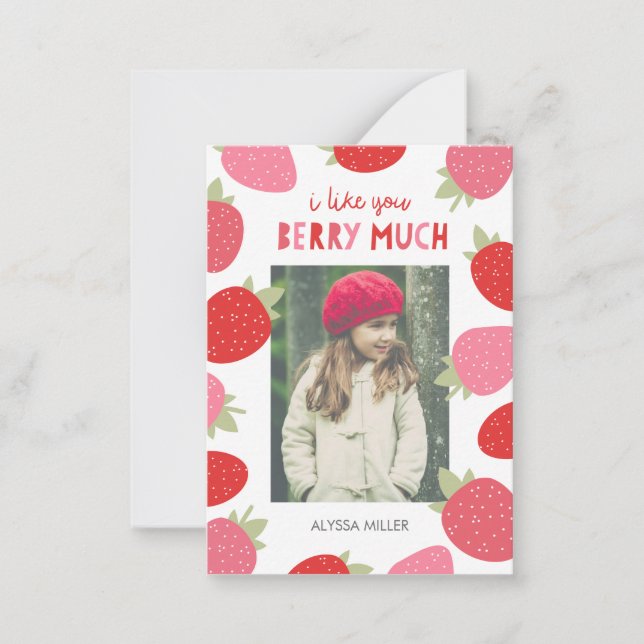 Berry Cute Classroom Valentine Note Card (Front)