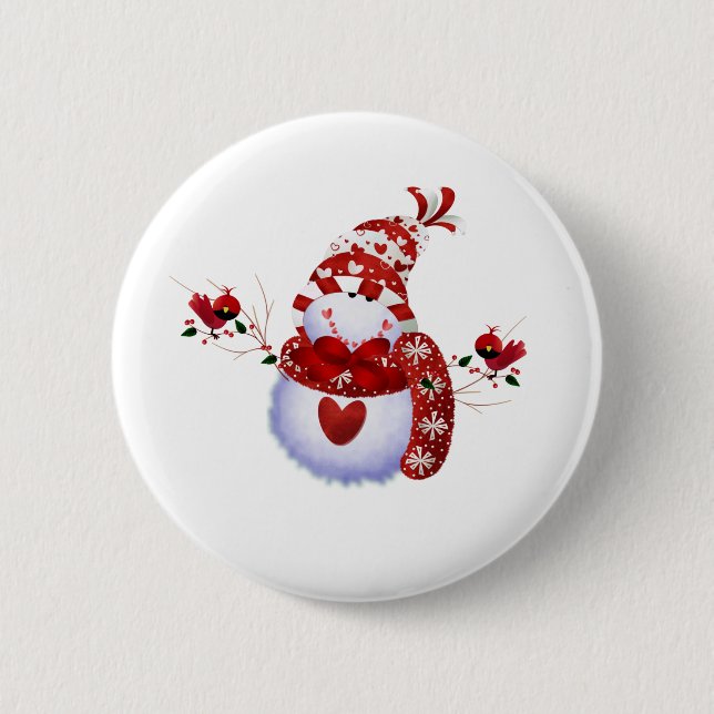 Berry Cute Snowman 6 Cm Round Badge (Front)