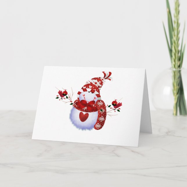 Berry Cute Snowman Holiday Card (Front)