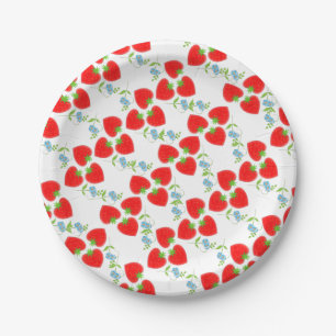 Berry Cute Strawberry Fruit And Flowers Paper Plate
