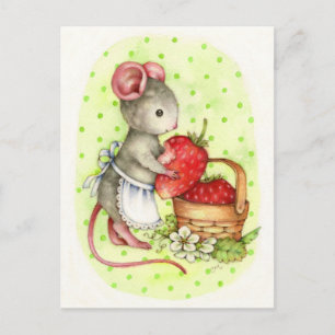 Berry Delicious - Cute Mouse Art Postcard
