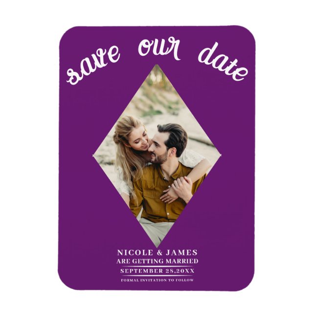 Berry Diamond Photo Wedding Save the Date Magnet (Vertical)