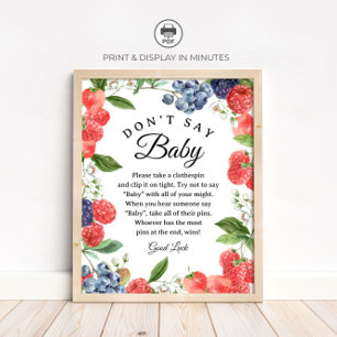 Berry "Don't Say Baby" Baby Shower Game sign