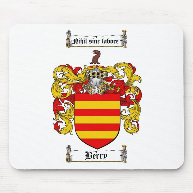 BERRY FAMILY CREST -  BERRY COAT OF ARMS MOUSE MAT (Front)