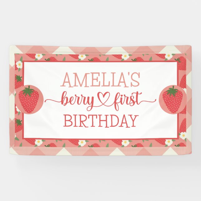 Berry First 1st Birthday Banner (Horizontal)