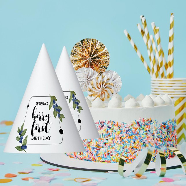 Berry First | 1st Birthday | Blueberry Modern Party Hat (Creator Uploaded)