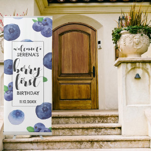 Berry First 1st Birthday Blueberry Welcome Retractable Banner