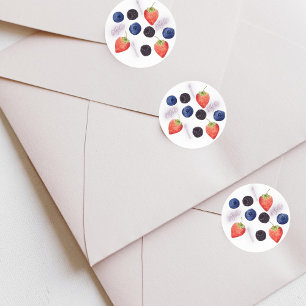 Berry First 1st Birthday Mixed Berry Pattern Classic Round Sticker