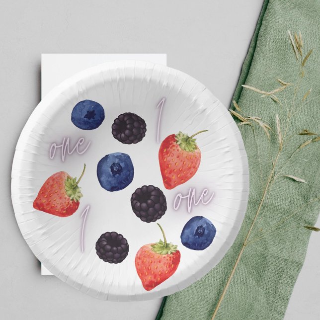 Berry First | 1st Birthday | Mixed Berry | Pattern Paper Plate (Creator Uploaded)