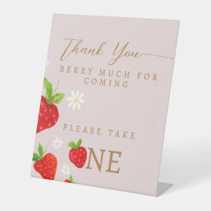 Berry First 1st Strawberry Birthday Favours Sign