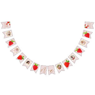 Berry First 1st Strawberry Birthday Photo Bunting