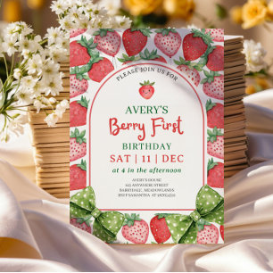 Berry First Birthday 1st Berry Birthday Invitation