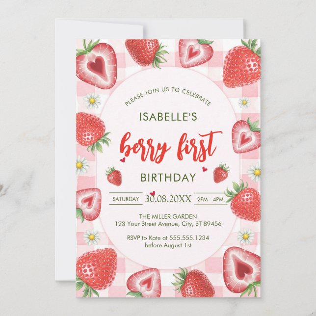 Berry First Birthday 1st Birthday Invitation (Front)