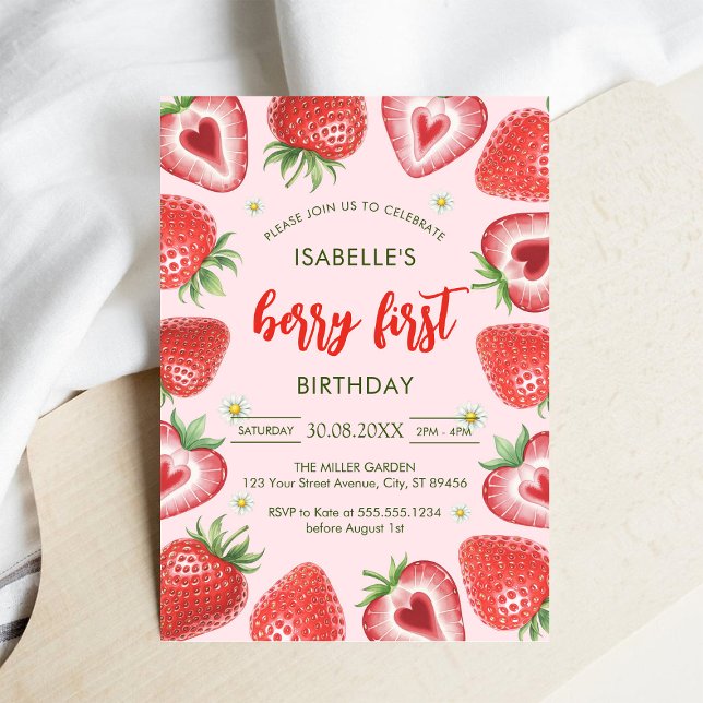 Berry First Birthday 1st Birthday Invitation (Creator Uploaded)