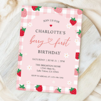 Berry First Birthday 1st Birthday Invitation