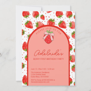 Berry First Birthday 1st Birthday Strawberry Party Invitation