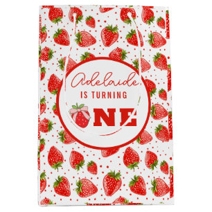 Berry First Birthday 1st Birthday Strawberry Party Medium Gift Bag