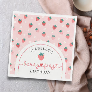 Berry First Birthday 1st Birthday Strawberry Party Napkin