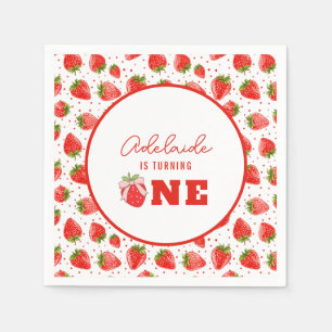 Berry First Birthday 1st Birthday Strawberry Party Napkin