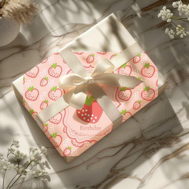 Berry First Birthday 1st Birthday Strawberry  Wrapping Paper (Creator Uploaded)