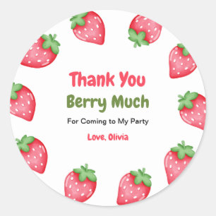 Berry First Birthday 1st Birthday Thank You  Classic Round Sticker
