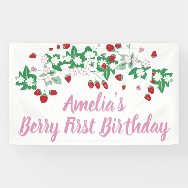 Berry First Birthday Banner (Horizontal)