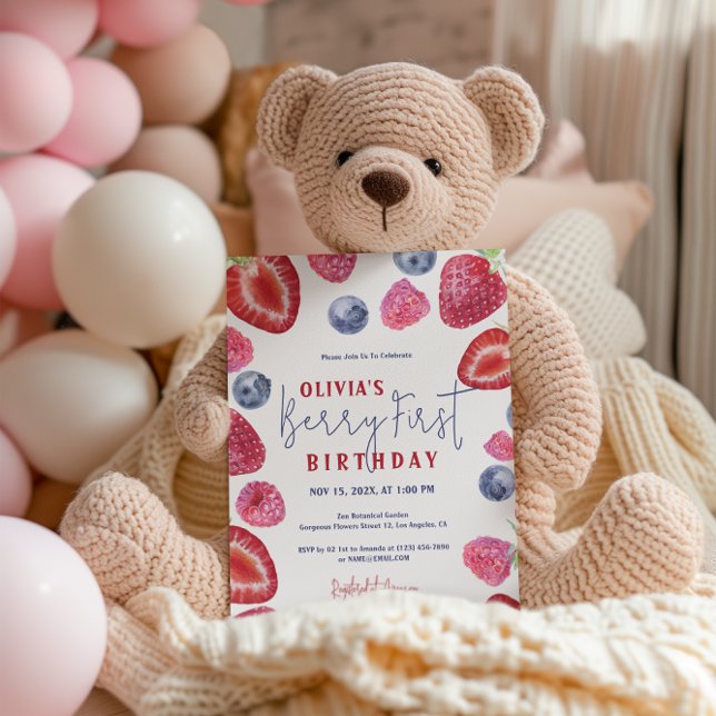 Berry First Birthday Berries Party Invitation (Creator Uploaded)