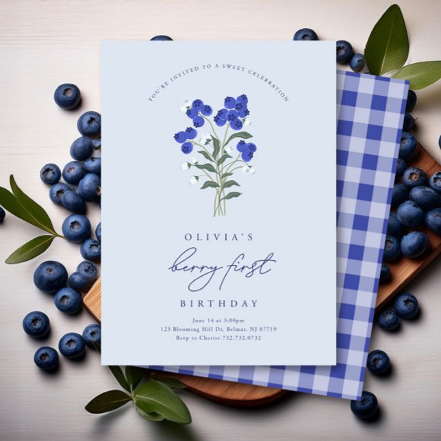 Berry First Birthday Blueberry Invitation (Creator Uploaded)