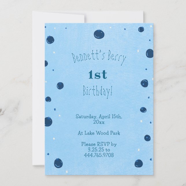 Berry first birthday boy  invitation (Front)