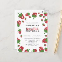 Berry First Birthday Cute Strawberry Kawaii Girl 