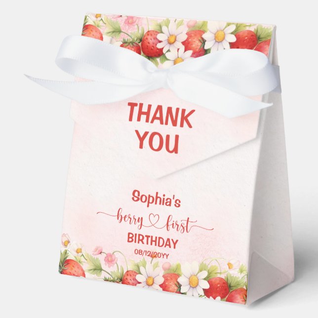 Berry First Birthday Favor Box (Front)