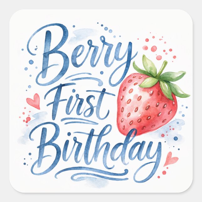 Berry First Birthday for Girls Sticker (Front)
