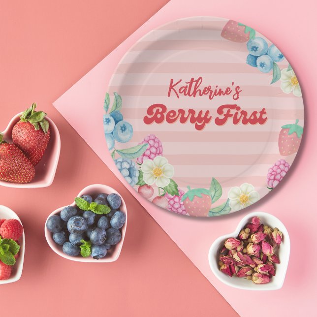 Berry First Birthday Fruit Theme 1st birthday Paper Plate (Creator Uploaded)
