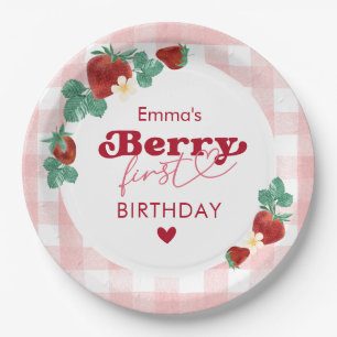 Berry First Birthday Girl 1st Birthday Strawberry Paper Plate