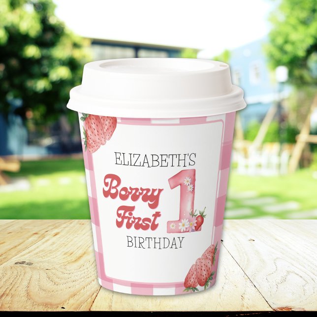 "Berry First Birthday Girl strawberry Party  Paper Cups (Creator Uploaded)