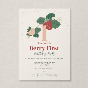 Berry First Birthday Heirloom Strawberry Garden Invitation