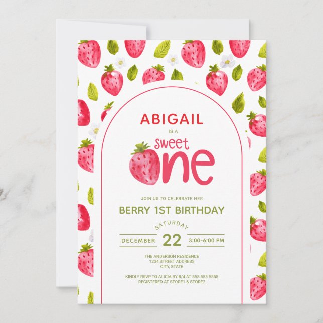 Berry First Birthday Invitation (Front)
