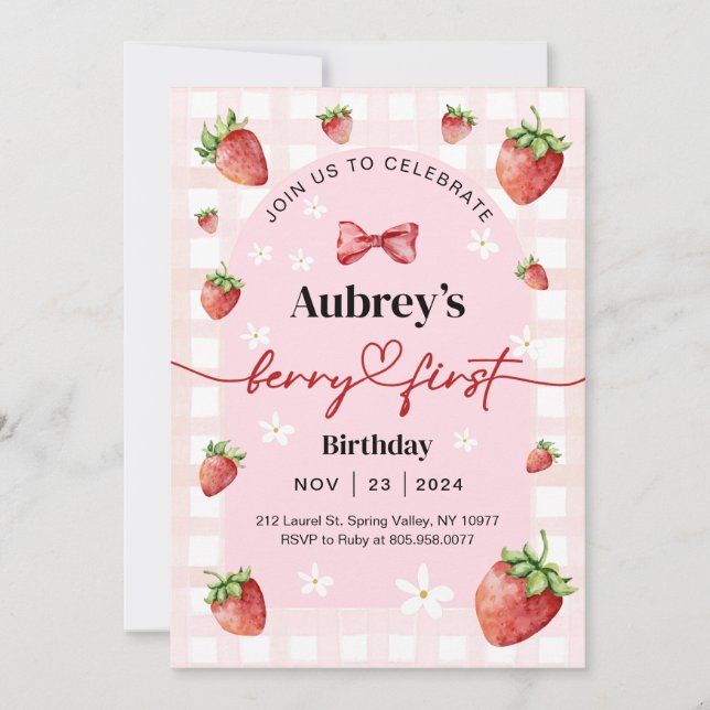 Berry First Birthday Invitation (Front)