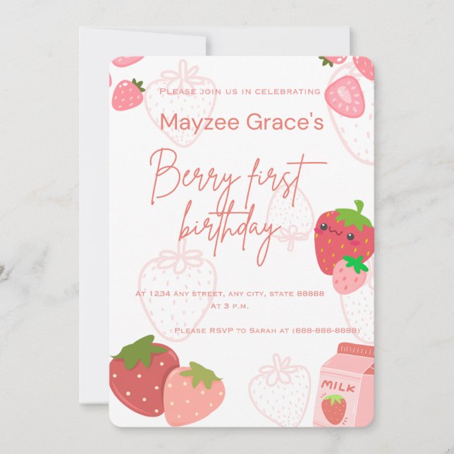 Berry first birthday invitation (Front)