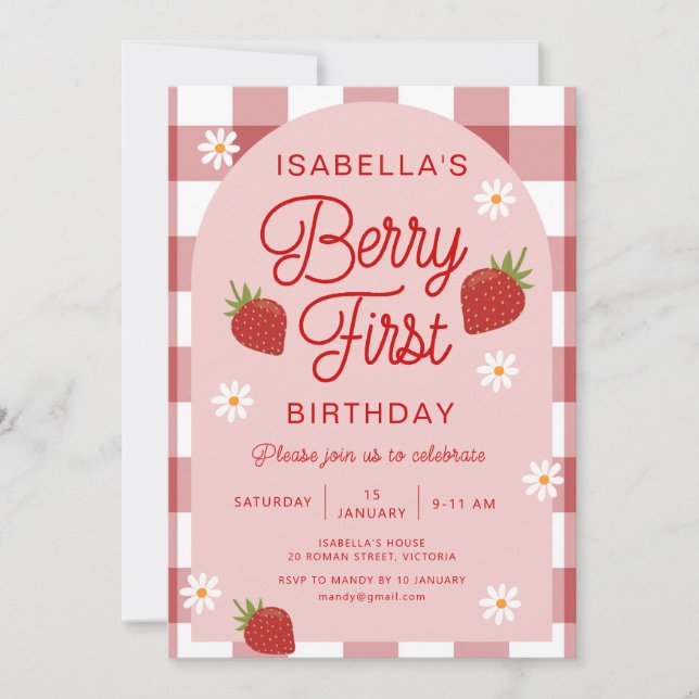 Berry First Birthday Invitation (Front)