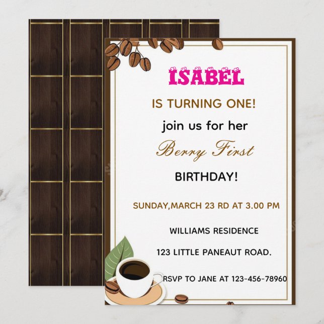 Berry First birthday invitation (Front/Back)