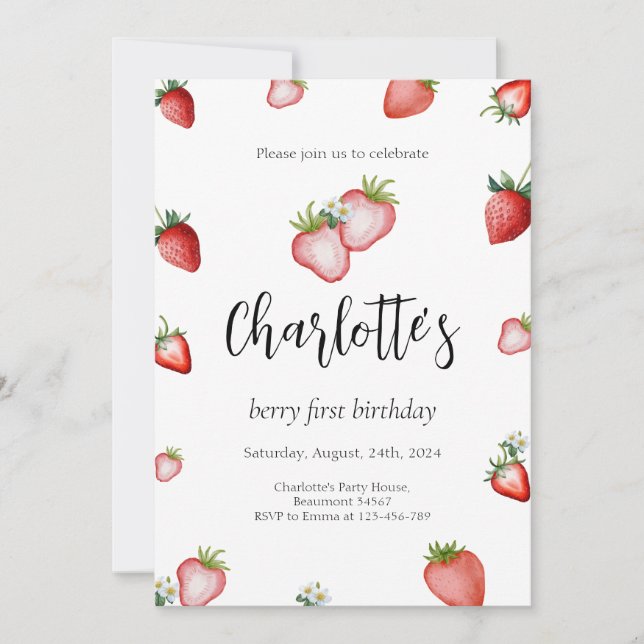 Berry First Birthday Invitation (Front)