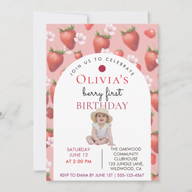 Berry First Birthday Invitation (Front)