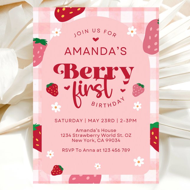 Berry First Birthday Invitation, 1st Birthday  Invitation (Creator Uploaded)
