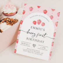 Berry First Birthday Invitation | Strawberry 
